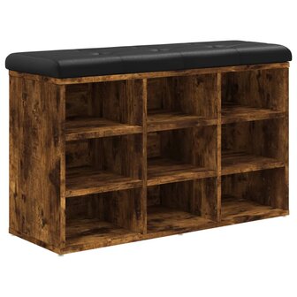 Schoenenbank 82x32x50 cm bewerkt hout gerookt eikenkleurig
