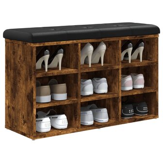 Schoenenbank 82x32x50 cm bewerkt hout gerookt eikenkleurig