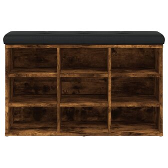 Schoenenbank 82x32x50 cm bewerkt hout gerookt eikenkleurig