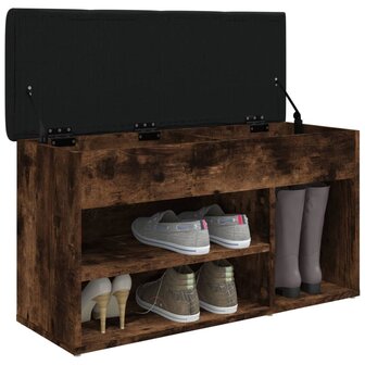 Schoenenbank 82x32x45,5 cm bewerkt hout gerookt eikenkleurig