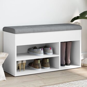 Schoenenbank 82x32x45,5 cm bewerkt hout wit