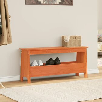 Halbankje 100x28x45 cm massief grenenhout wasbruin