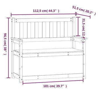 Bankje 112,5x51,5x96,5 cm massief grenenhout zwart