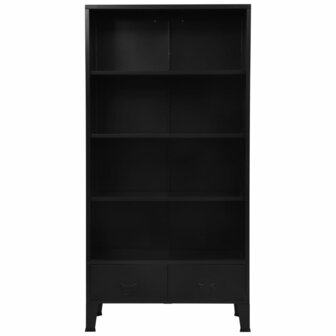 Boekenkast industrieel 90x40x180 cm staal zwart