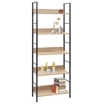 Boekenkast 5 schappen 60x27,6x158,5 cm bewerkt hout eikenkleur