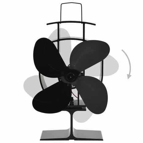 Kachelventilator met 4 vinnen zwart