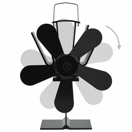 Kachelventilator met 5 vinnen zwart