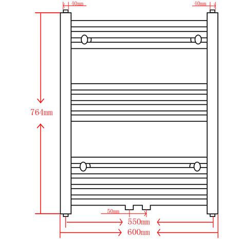 Radiator / handdoekenrek recht 600x764 mm zwart