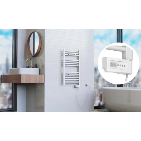 Badkamerradiator met timer 80x50x15 cm wit