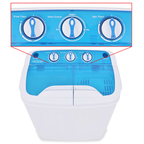 Mini wasmachine met dubbele trommel 5,6 kg