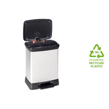 Pedaalemmer Deco duo 10+18 L zilverkleurig