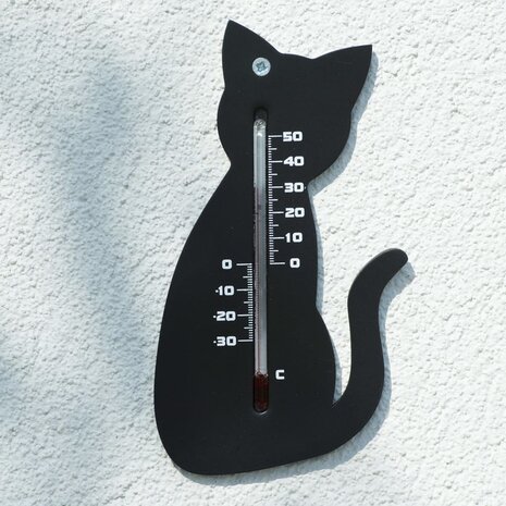 Wandthermometer kat zwart