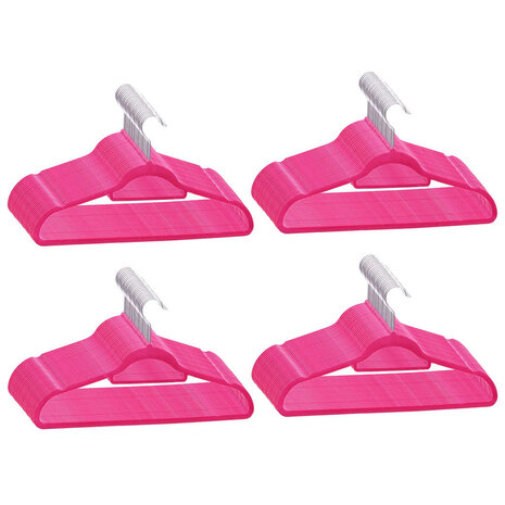 100-delige Kledinghangerset anti-slip fluweel roze