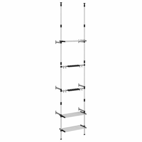 Tuinrek met 3 schappen telescopisch aluminium zilverkleurig