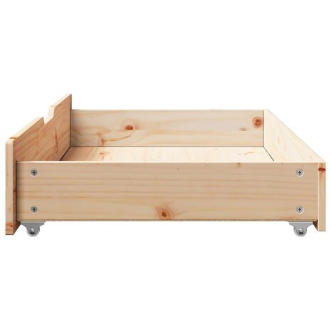 Bedlades 2 st met wieltjes 95x55x16 cm massief grenenhout