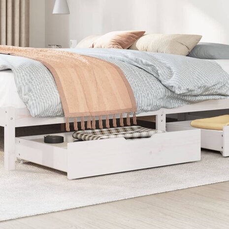 Bedlades 2 st 85x55x16 cm massief grenenhout wit