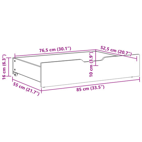 Bedlades 2 st 85x55x16 cm massief grenenhout wit