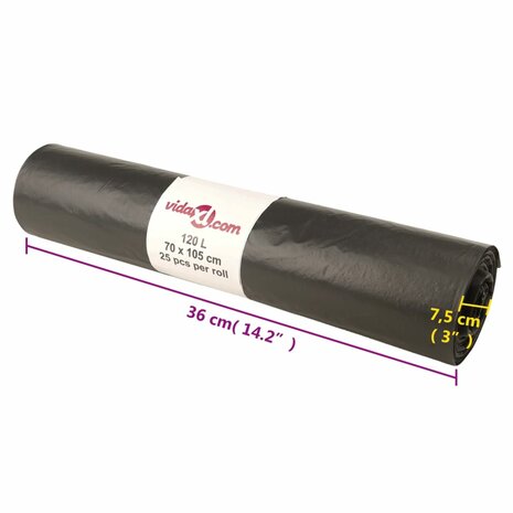Vuilniszakken 250 st 120 l zwart