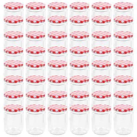 Jampotten met wit met rode deksels 48 st 230 ml glas