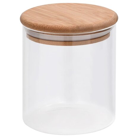 Opbergpotten met bamboe deksel 10 st 600 ml glas