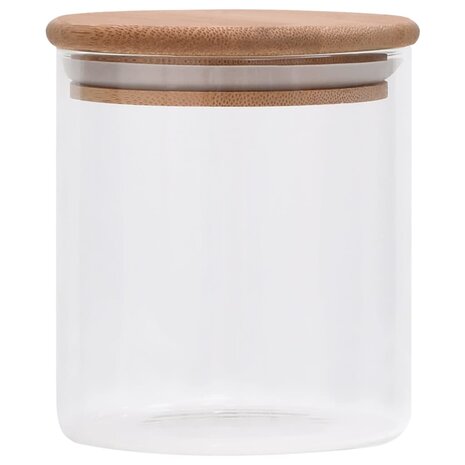 Opbergpotten met bamboe deksel 10 st 600 ml glas