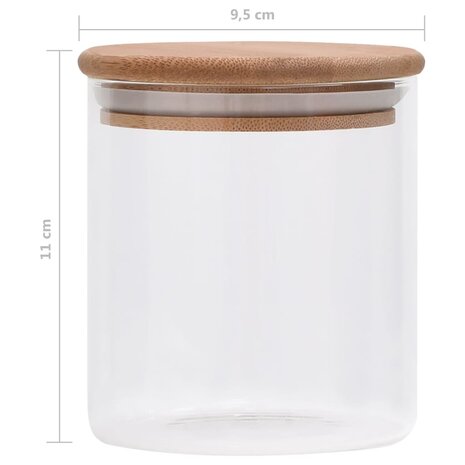 Opbergpotten met bamboe deksel 10 st 600 ml glas