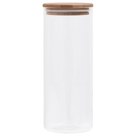 Opbergpotten met bamboe deksel 6 st 1000 ml glas