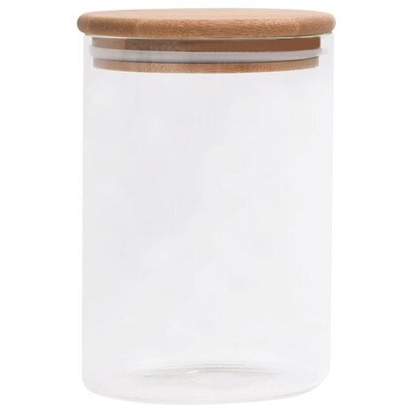 Opbergpotten met bamboe deksels 4 st 800 ml glas