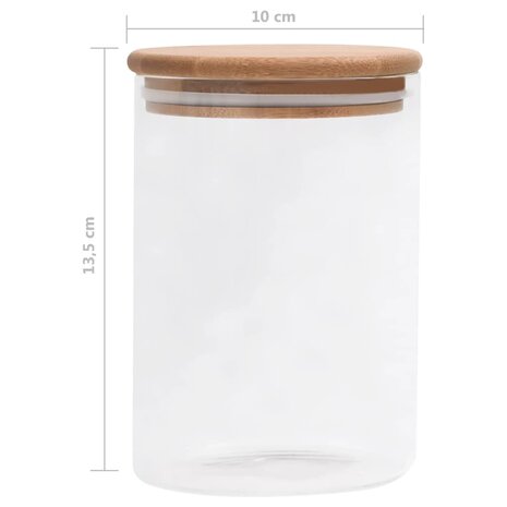Opbergpotten met bamboe deksels 4 st 800 ml glas