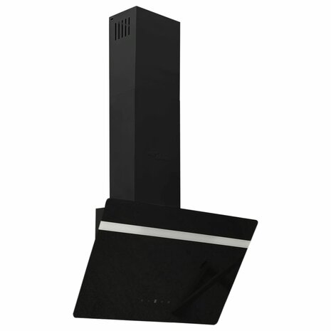 Wandafzuigkap 60 cm staal en gehard glas zwart