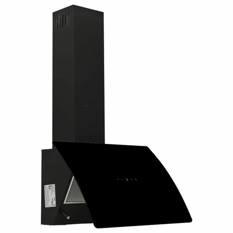Wandafzuigkap 60 cm staal en gehard glas zwart