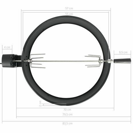 BBQ rotisserie ring 57 cm zwart