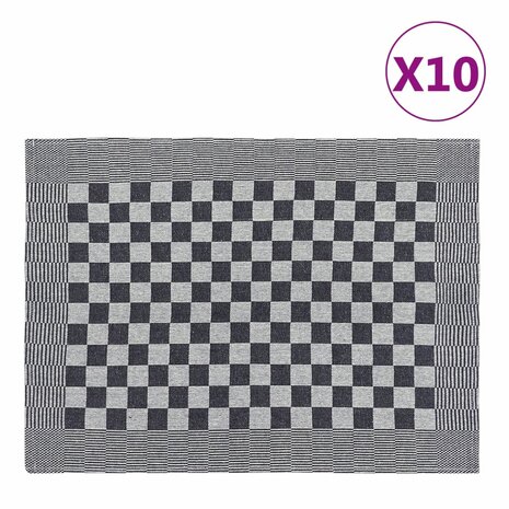 Keukendoeken 10 st 50x70 cm katoen zwart en wit