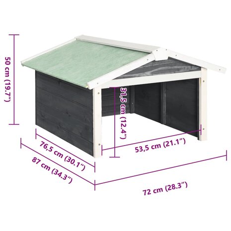 Overkapping voor grasmaaier 72x87x50 cm vurenhout grijs en wit
