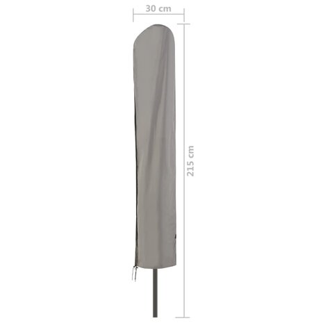 Hoes voor staande parasol 215x30 cm grijs