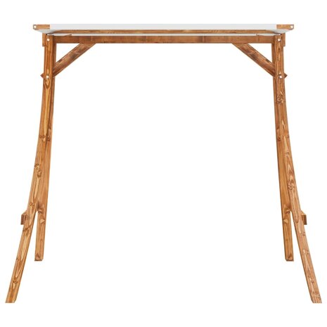 Schommelframe met crèmekleur dak gebogen hout met teakafwerking