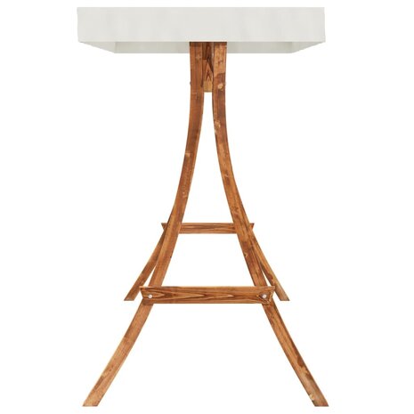 Schommelframe met crèmekleur dak gebogen hout met teakafwerking