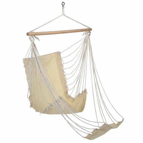 Hangstoel met voetensteun katoen canvas beige