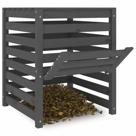 Compostbak 63,5x63,5x77,5 cm massief grenenhout grijs