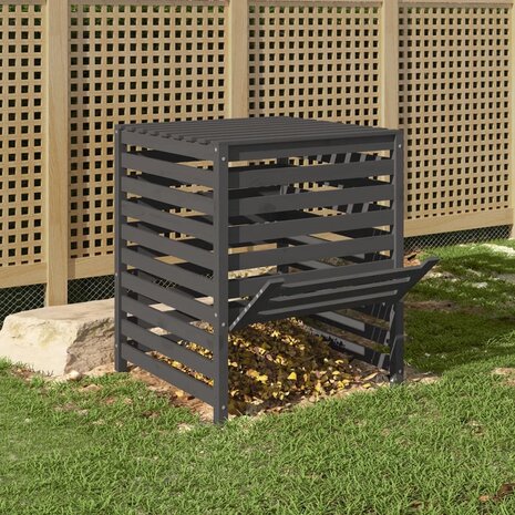 Compostbak 82,5x82,5x99,5 cm massief grenenhout grijs