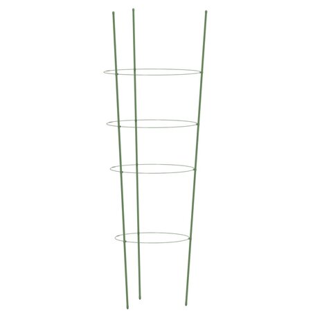Plantensteunen 5 st met 4 ringen 90 cm staal groen