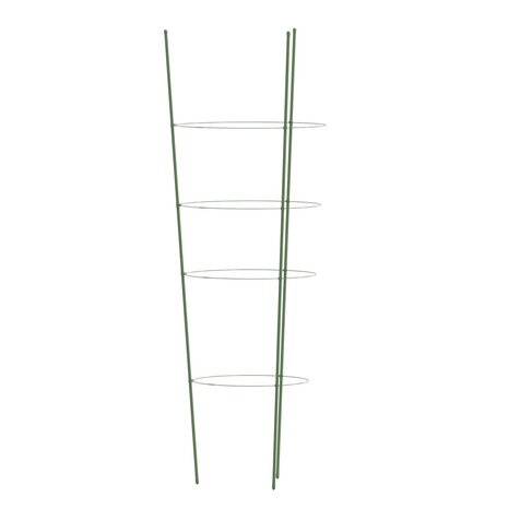 Plantensteunen 5 st met 4 ringen 90 cm staal groen