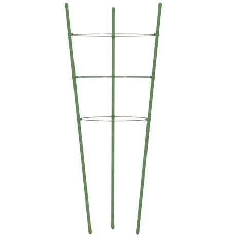 Plantensteunen 5 st met 3 ringen 60 cm staal groen