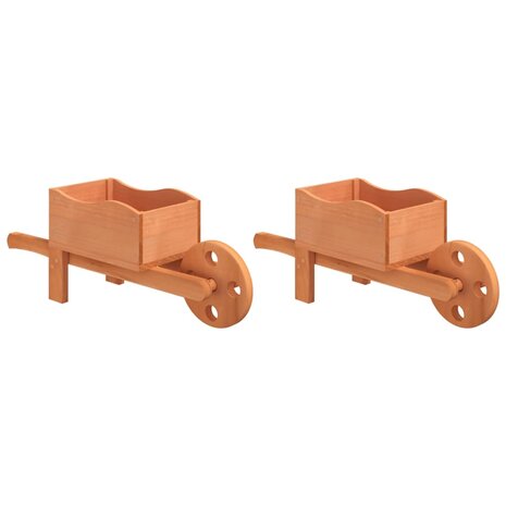 Plantenbakken kruiwagen 2 st 47x15x19 cm massief vurenhout