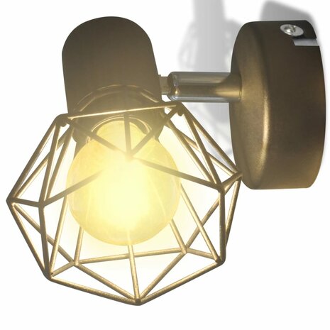Wandlampen 2 st met LED industriële stijl zwart