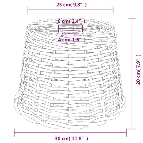 Plafondlampenkap Ø30x20 cm wicker wit