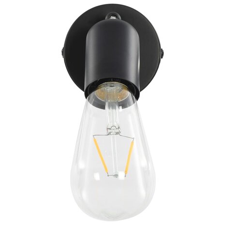 Spotlights 2 st met filament peren 2 W E27 zwart