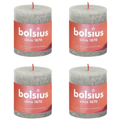 Stompkaarsen Shine 4 st rustiek 80x68 mm zandgrijs