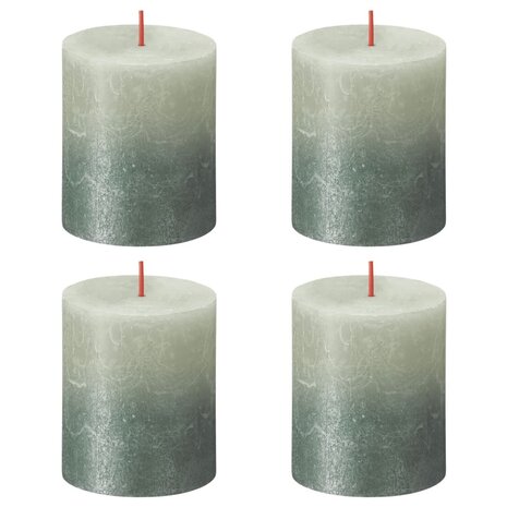 Stompkaarsen Sunset 4 st rustiek 80x68 mm mistgroen oxideblauw