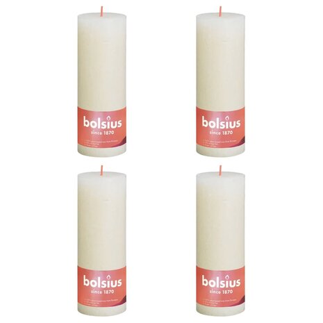 Stompkaarsen Shine 4 st rustiek 190x68 mm zacht parelkleurig
